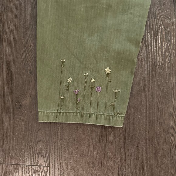 Scotch & Soda The Pip Utility Chino Military Green with flower embroidery 26/32 - Picture 11 of 15